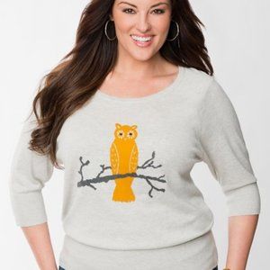 Lane Bryant 3/4 length sleeve Owl Sweater 18 20